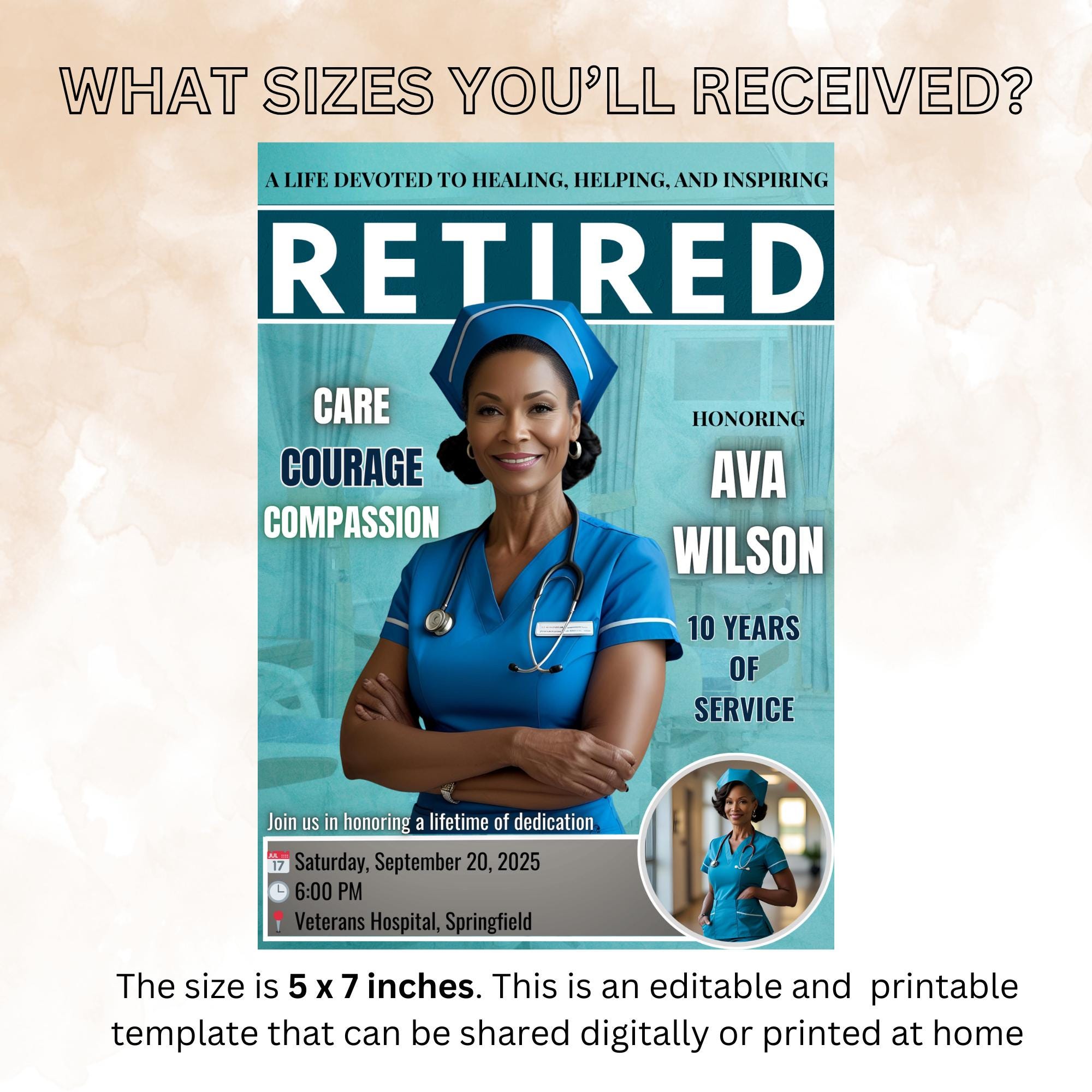 Editable Nurse Retirement Party Invitation Medical Farewell Invite Physician Doctor Retirement Dinner Template Retired Nurse photo invite