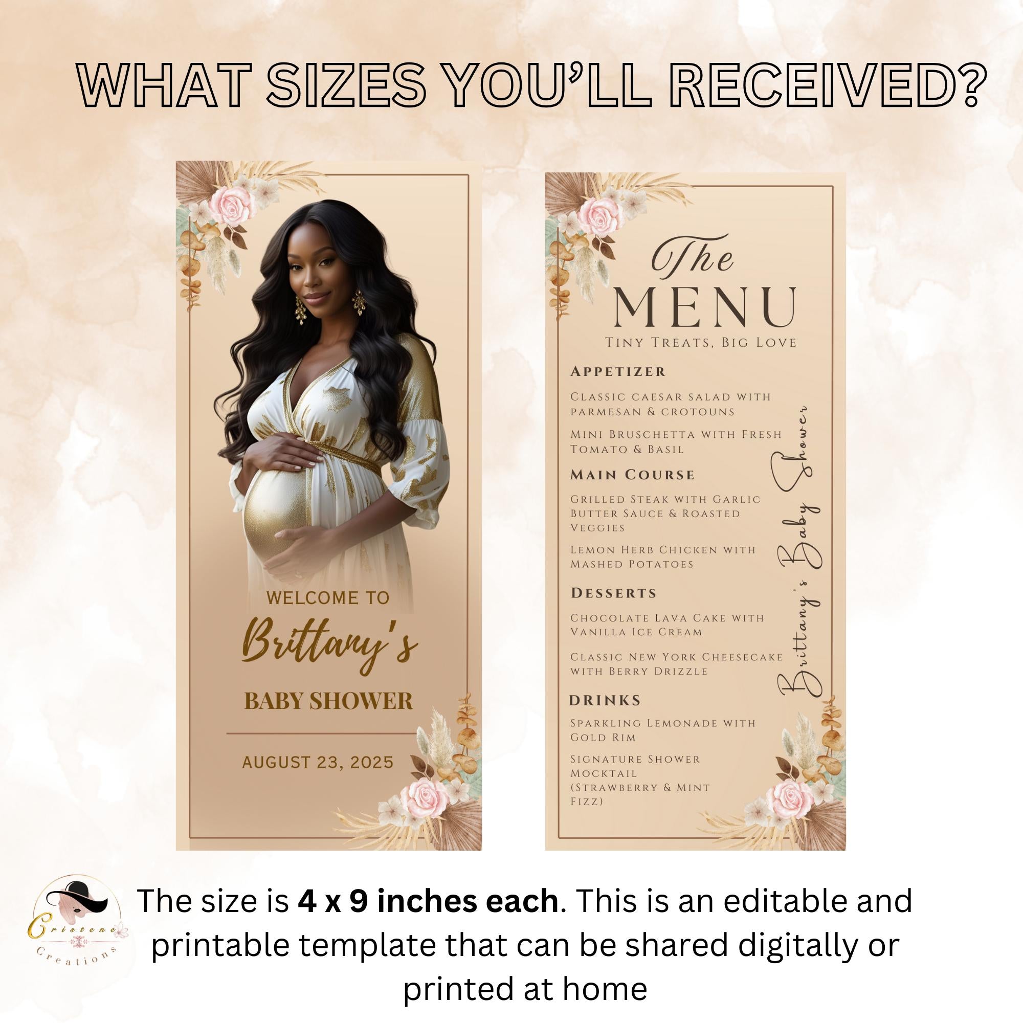 Boho Baby Shower Menu, Birthday Party Menu Cards with photo, Spring Floral Dinner Menu, Gender Neutral Brunch Menu Printable Template