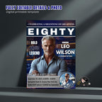 Digital 80th Birthday Invitation Men Blue Silver 80th Birthday Dinner Invite Editable Eightieth Birthday Surprise party with photo Template