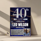 Editable 40th Birthday Invitation Men with photo, Blue Silver 40th Birthday Surprise Party invite Digital Forty Birthday Dinner Template