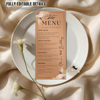 Boho Floral Menu Template, Elegant Dinner Party (Printable, Editable)