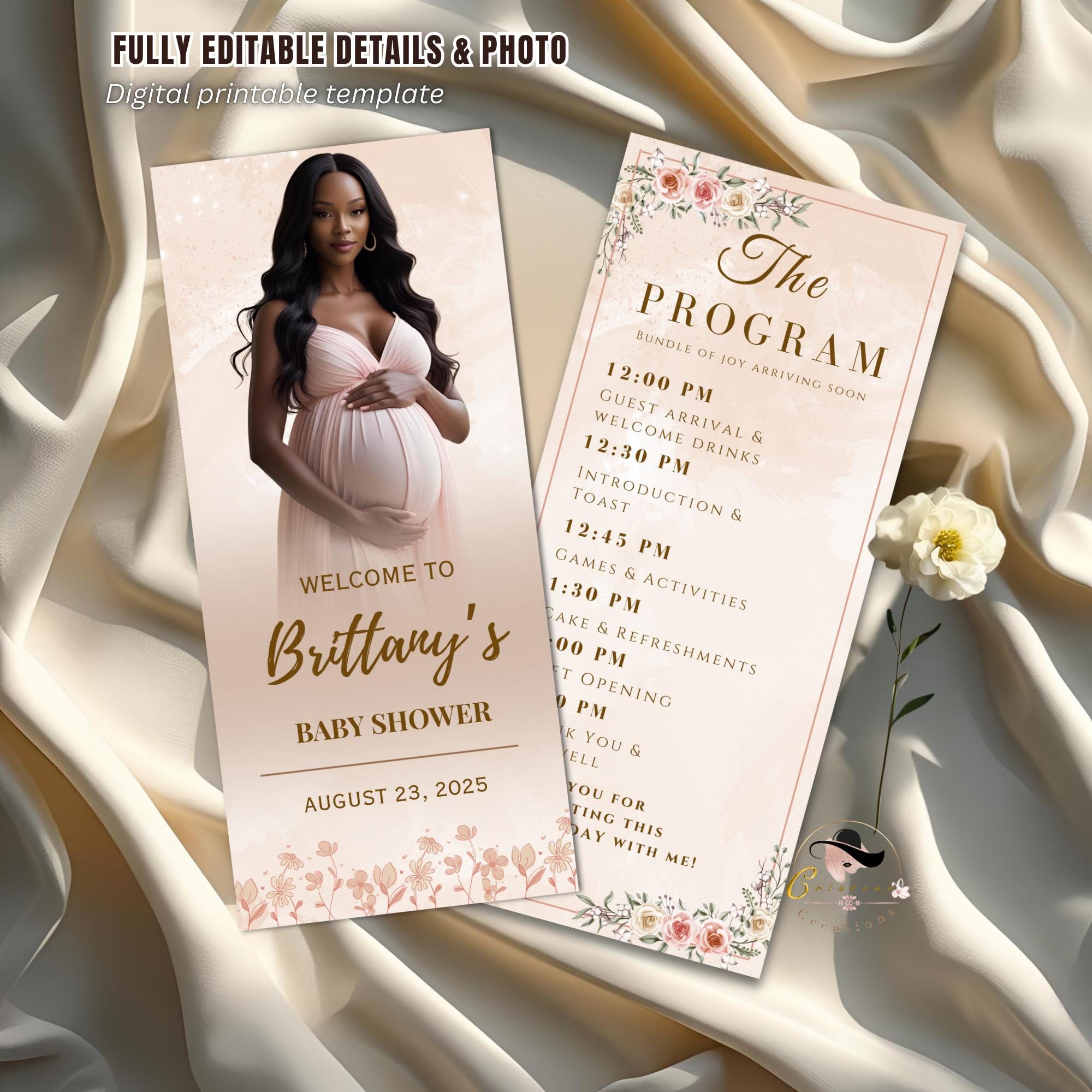 Boho Baby Shower Program Template with photo Floral Baby Shower Itinerary Card Printable Wildflower Order of Events Spring Baby Party Decor
