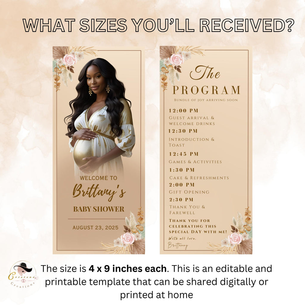 Editable Baby Shower Program Template Boho Neutral Baby Shower Itinerary Card Printable Floral Garden Order of Events Wildflower Party Decor