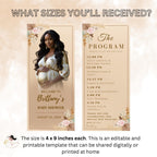 Editable Baby Shower Program Template Boho Neutral Baby Shower Itinerary Card Printable Floral Garden Order of Events Wildflower Party Decor