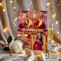 Digital 55th Birthday Invitation with photo Red Gold 55th Birthday Dinner Invite Woman Glam Luxury Floral Brunch Party Printable Template