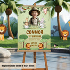 Safari Birthday Welcome Sign Kids Party sign Template Jungle Theme 1st Birthday Sign with photo Editable Wild One Printable Poster Board