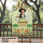 Safari Birthday Welcome Sign Kids Party sign Template Jungle Theme 1st Birthday Sign with photo Editable Wild One Printable Poster Board