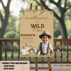 Editable Safari Birthday Party Welcome Sign with photo 1st Birthday Welcome Sign Board Wild One Poster Sign Printable Custom Jungle Decor