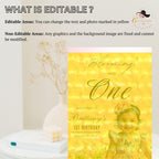 Floral 1st Birthday Welcome Sign with photo, Pink Wildflower (Printable Template)