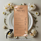 Boho Floral Menu Template, Elegant Dinner Party (Printable, Editable)