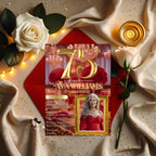 Digital 75th Birthday Invitation with photo Red Gold 75th Birthday Dinner Invite Woman Glam Luxury Floral Brunch Party Printable Template