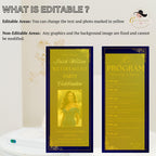 Blue Gold Retirement Party Program Card Template, Photo, Printable (Digital Download)