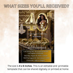 Digital 40th Birthday Invitation Black Gold 40th Birthday Dinner Invite with photo Woman Elegant Forty Birthday Brunch Floral Party Template