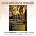 Elegant Black and Gold 30th Birthday Dinner Invitation (Digital)