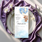 Editable Baby Shower Menu and Program Template, Teddy Bear Party Shower Menu, Printable Baby Shower Itinerary Card, We Can Bearly Wait Decor