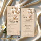 Editable Baby Shower Menu and Program Template Gender Neutral Bear Party Menu, Printable Itinerary Card, Brown Baby Shower Order of events