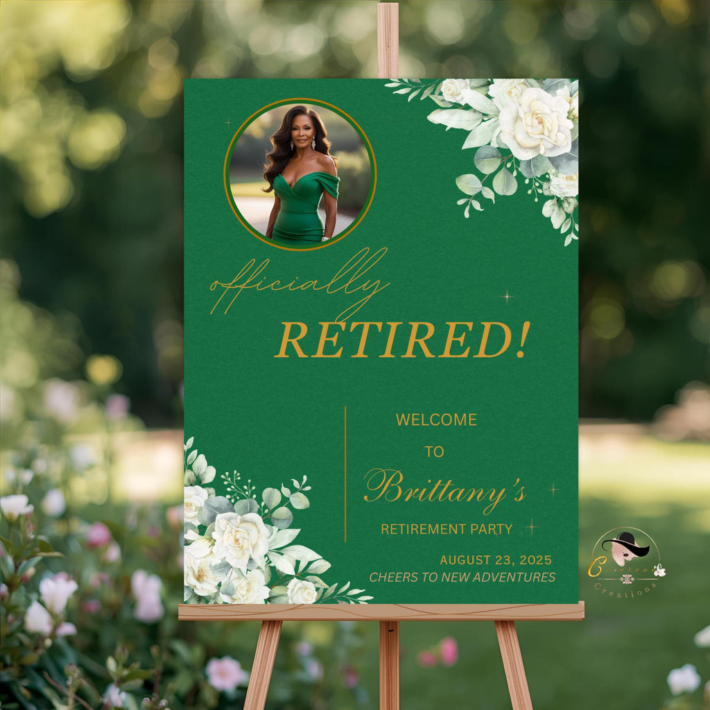 Floral Retirement Welcome Sign, Photo Template (Digital Download)
