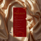 Editable Menu and Program Template Red Gold Birthday Dinner Menu card Printable Woman Elegant Party Menu with photo Event Programme Schedule
