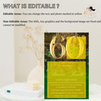 Digital 60th Birthday invitation, Green Gold Luxury 60th Birthday Dinner Invite with photo, Sixtieth Birthday Party Card, Printable Template
