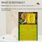 Digital 90th Birthday invitation Green Gold Luxury 90th Birthday Dinner Invite with photo Ninetieth Birthday Party Card Printable Template