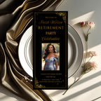 Retirement Party Program Template Black Gold Birthday Program card with photo, Printable Order of Events Editable Adult Dinner Party Program