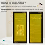 Retirement Party Program Template Black Gold Birthday Program card with photo, Printable Order of Events Editable Adult Dinner Party Program
