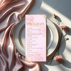 Editable Menu and Program Template Pink Birthday Party Program card Printable, Luxury Woman Party Menu with photo, Sweet 16 Table Menu Decor