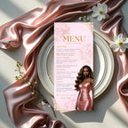 Editable Menu and Program Template Pink Birthday Party Program card Printable, Luxury Woman Party Menu with photo, Sweet 16 Table Menu Decor