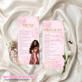 Editable Menu and Program Template Pink Birthday Party Program card Printable, Luxury Woman Party Menu with photo, Sweet 16 Table Menu Decor