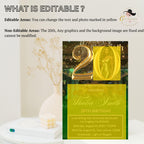 Editable 20th Birthday Invitation Green Gold Digital 20th Birthday Dinner invite with photo Woman Elegant Brunch Party Printable Template