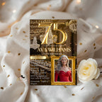 Editable 75th Birthday Invitation Black Gold 75th Birthday Dinner Invite with photo Woman Elegant Birthday Brunch Party Digital Template