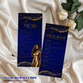 Blue Gold Menu and Program Template,  Birthday Dinner Menu cards with photo Retirement Party, Program Card Template, Order of events