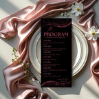 Editable Menu and Program Template Pink Black Birthday Dinner Menu cards with photo Retirement Party Program Printable Fuchsia Party Menu