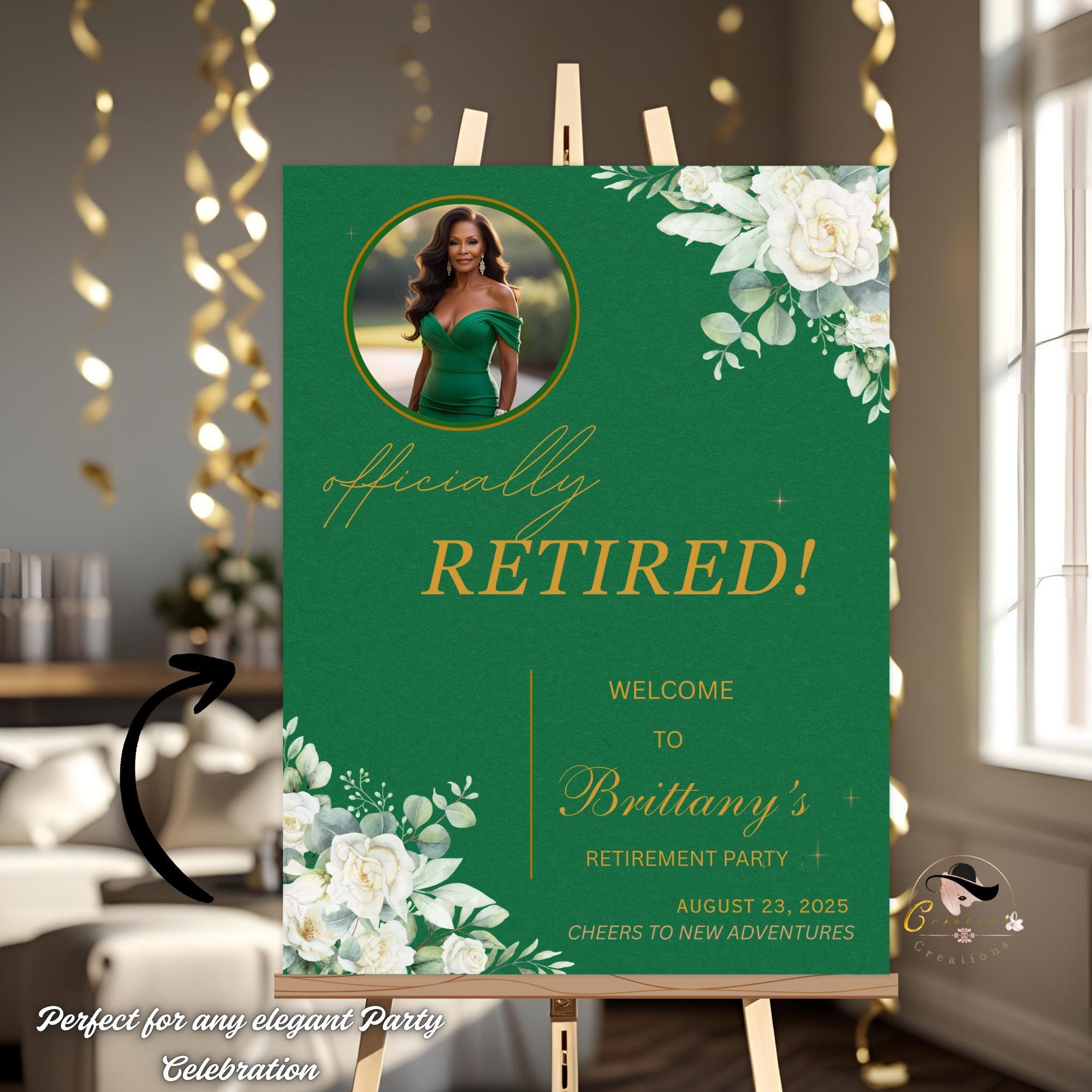 Floral Retirement Welcome Sign, Photo Template (Digital Download)