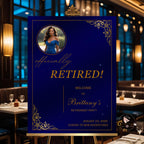 Blue Gold Retirement Party Welcome Sign, Photo Template (Printable)