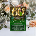 Digital 60th Birthday invitation, Green Gold Luxury 60th Birthday Dinner Invite with photo, Sixtieth Birthday Party Card, Printable Template