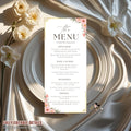 Editable Birthday Party Menu Template Floral Dinner Menu Card Printable, Retirement Party Menu, Brunch Food Menu Elegant Sweet 16 Party Menu
