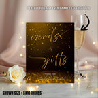 Editable Cards and Gift Sign Template Black Gold Birthday Gift Table Sign, Modern Card Table Sign Printable Retirement Party Sign Decor 8x10