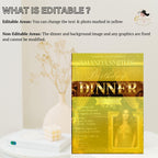 Editable Birthday Dinner Invitation Black Gold Luxury Dinner Invite with photo, Woman Birthday Party, Digital Retirement Party Template