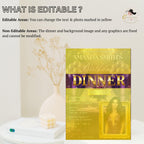 Editable Birthday Dinner Invitation Purple Gold Luxury Dinner Invite with photo, Woman Retirement Party, Shades of Purple Digital Template