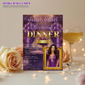 Editable Birthday Dinner Invitation Purple Gold Luxury Dinner Invite with photo, Woman Retirement Party, Shades of Purple Digital Template