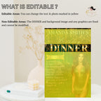 Editable Birthday Dinner Invitation Green Gold Luxury Dinner Invite with photo, Woman Birthday Invite, Digital Retirement Party Template