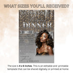 Digital Birthday Dinner Invitation Silver Luxury Dinner Invite with photo, Editable Woman Birthday Invite, Elegant Retirement Party Template