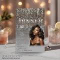 Digital Birthday Dinner Invitation Silver Luxury Dinner Invite with photo, Editable Woman Birthday Invite, Elegant Retirement Party Template