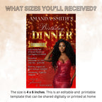 Digital Birthday Dinner Invitation Red Gold Luxury Dinner Invite with photo, Editable Woman Birthday Invite Classy Retirement Party Template