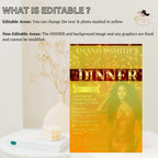 Digital Birthday Dinner Invitation Red Gold Luxury Dinner Invite with photo, Editable Woman Birthday Invite Classy Retirement Party Template