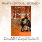 Digital Birthday Dinner Invitation Orange Silver Luxury Dinner Invite with photo, Editable Woman Birthday Invite, Retirement Party Template