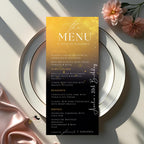 Editable Birthday Party Menu Black Gold Retirement Dinner Menu with photo, Elegant Prom Menu Printable, Any Formal Event Menu Card Template