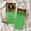 Editable Birthday Dinner Menu Green Gold Retirement Party Menu with photo, Elegant Prom Menu Printable, Any Formal Event Menu Card Template