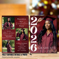 Digital College Graduation Announcement Invitation, Maroon Senior Grad Party Invite 2026, Female High School Graduation Editable Template